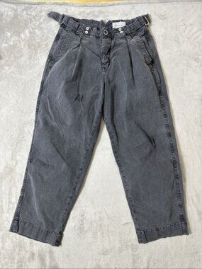 Anthropologie paperbag cropped tapered pants gray size 27 utility